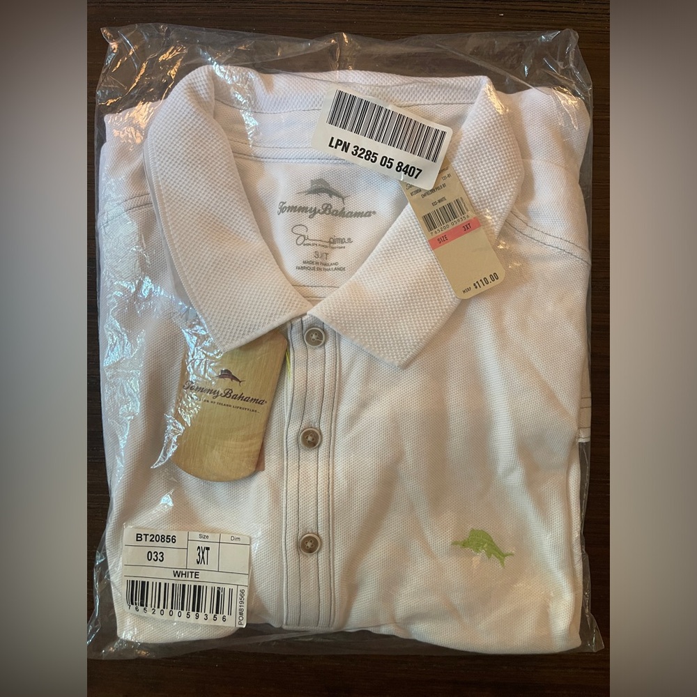 Tommy Bahama Emfielder Supima White Polo Shirt Size 3XT